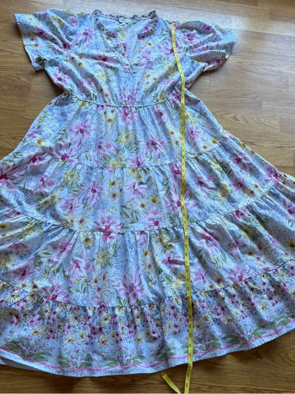 Crown & Ivy floral v neck tiered lightweight maxi dress Easter spring pastel XL - Picture 7 of 10